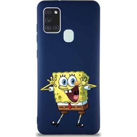 Printify Samsung Galaxy A21s Soft Premier Kapak Sünger Bob Tasarımlı Silikon Cep Telefonu Kılıfı