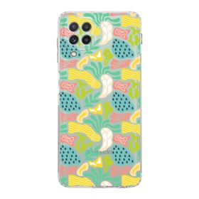 Printify Samsung Galaxy A22 Uyumlu Kamera Korumalı Kapak Memphis Desen Tasarımlı Şeffaf Cep Telefonu Kılıfı