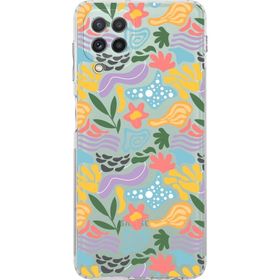 Printify Samsung Galaxy A22 Uyumlu Kamera Korumalı Kapak Memphis Desen Tasarımlı Şeffaf Cep Telefonu Kılıfı