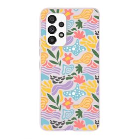 Printify Samsung Galaxy A23 İle Uyumlu 1mm Kapak Memphis Desen Tasarımlı Şeffaf Silikon Cep Telefonu Kılıfı
