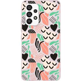 Printify Samsung Galaxy A23 İle Uyumlu 1mm Kapak Memphis Desen Tasarımlı Şeffaf Silikon Cep Telefonu Kılıfı