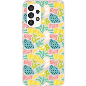 Printify Samsung Galaxy A23 İle Uyumlu 1mm Kapak Memphis Desen Tasarımlı Şeffaf Silikon Cep Telefonu Kılıfı