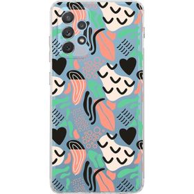 Printify Samsung Galaxy A23 Uyumlu Kamera Korumalı Kapak Memphis Desen Tasarımlı Şeffaf Cep Telefonu Kılıfı
