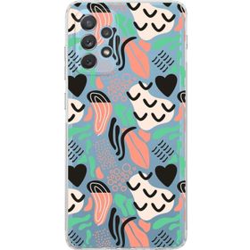 Printify Samsung Galaxy A23 Uyumlu Kamera Korumalı Kapak Memphis Desen Tasarımlı Şeffaf Cep Telefonu Kılıfı