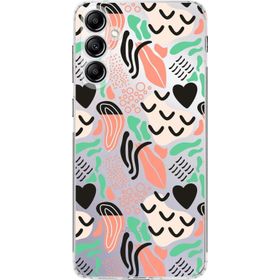 Printify Samsung Galaxy A24 İle Uyumlu 1mm Kapak Memphis Desen Tasarımlı Şeffaf Silikon Cep Telefonu Kılıfı