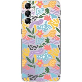 Printify Samsung Galaxy A24 İle Uyumlu 1mm Kapak Memphis Desen Tasarımlı Şeffaf Silikon Cep Telefonu Kılıfı