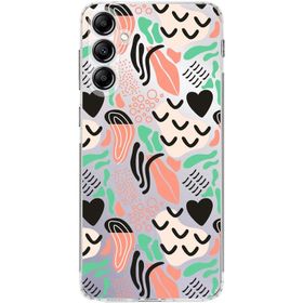 Printify Samsung Galaxy A24 Uyumlu Kamera Korumalı Kapak Memphis Desen Tasarımlı Şeffaf Cep Telefonu Kılıfı