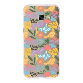 Printify Samsung Galaxy A3 2017 İle Uyumlu 1mm Kapak Memphis Desen Tasarımlı Şeffaf Silikon Cep Telefonu Kılıfı
