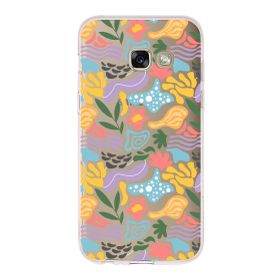 Printify Samsung Galaxy A3 2017 İle Uyumlu 1mm Kapak Memphis Desen Tasarımlı Şeffaf Silikon Cep Telefonu Kılıfı