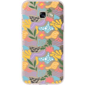 Printify Samsung Galaxy A3 2017 İle Uyumlu 1mm Kapak Memphis Desen Tasarımlı Şeffaf Silikon Cep Telefonu Kılıfı