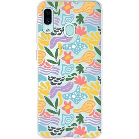 Printify Samsung Galaxy A30 İle Uyumlu 1mm Kapak Memphis Desen Tasarımlı Şeffaf Silikon Cep Telefonu Kılıfı