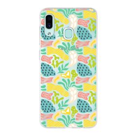 Printify Samsung Galaxy A30 İle Uyumlu 1mm Kapak Memphis Desen Tasarımlı Şeffaf Silikon Cep Telefonu Kılıfı