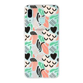 Printify Samsung Galaxy A30 İle Uyumlu 1mm Kapak Memphis Desen Tasarımlı Şeffaf Silikon Cep Telefonu Kılıfı