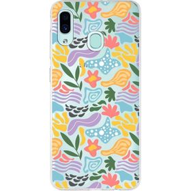 Printify Samsung Galaxy A30 İle Uyumlu 1mm Kapak Memphis Desen Tasarımlı Şeffaf Silikon Cep Telefonu Kılıfı