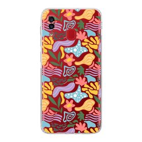 Printify Samsung Galaxy A30 Uyumlu Kamera Korumalı Kapak Memphis Desen Tasarımlı Şeffaf Cep Telefonu Kılıfı