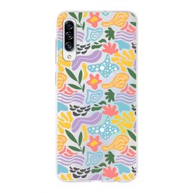 Printify Samsung Galaxy A30s İle Uyumlu 1mm Kapak Memphis Desen Tasarımlı Şeffaf Silikon Cep Telefonu Kılıfı