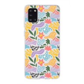 Printify Samsung Galaxy A30s İle Uyumlu 1mm Kapak Memphis Desen Tasarımlı Şeffaf Silikon Cep Telefonu Kılıfı
