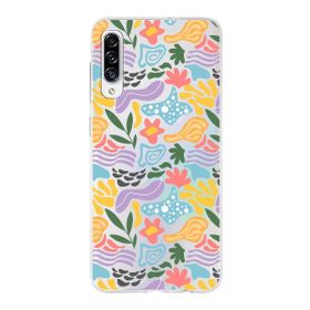 Printify Samsung Galaxy A30s İle Uyumlu 1mm Kapak Memphis Desen Tasarımlı Şeffaf Silikon Cep Telefonu Kılıfı