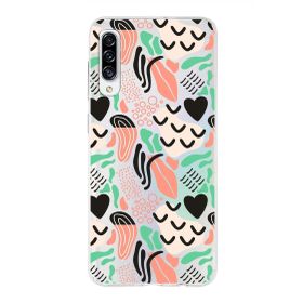 Printify Samsung Galaxy A30s İle Uyumlu 1mm Kapak Memphis Desen Tasarımlı Şeffaf Silikon Cep Telefonu Kılıfı