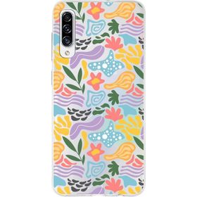 Printify Samsung Galaxy A30s İle Uyumlu 1mm Kapak Memphis Desen Tasarımlı Şeffaf Silikon Cep Telefonu Kılıfı