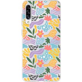 Printify Samsung Galaxy A30s İle Uyumlu 1mm Kapak Memphis Desen Tasarımlı Şeffaf Silikon Cep Telefonu Kılıfı