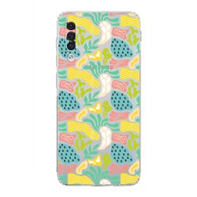 Printify Samsung Galaxy A30s Uyumlu Kamera Korumalı Kapak Memphis Desen Tasarımlı Şeffaf Cep Telefonu Kılıfı
