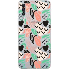 Printify Samsung Galaxy A30s Uyumlu Kamera Korumalı Kapak Memphis Desen Tasarımlı Şeffaf Cep Telefonu Kılıfı
