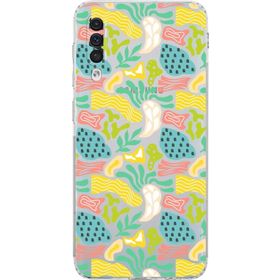 Printify Samsung Galaxy A30s Uyumlu Kamera Korumalı Kapak Memphis Desen Tasarımlı Şeffaf Cep Telefonu Kılıfı