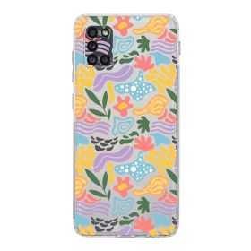 Printify Samsung Galaxy A31 Uyumlu Kamera Korumalı Kapak Memphis Desen Tasarımlı Şeffaf Cep Telefonu Kılıfı