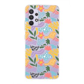 Printify Samsung Galaxy A32 İle Uyumlu 1mm Kapak Memphis Desen Tasarımlı Şeffaf Silikon Cep Telefonu Kılıfı