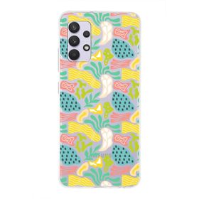 Printify Samsung Galaxy A32 İle Uyumlu 1mm Kapak Memphis Desen Tasarımlı Şeffaf Silikon Cep Telefonu Kılıfı
