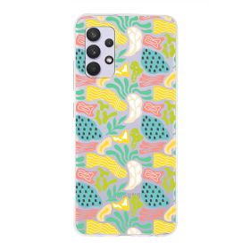 Printify Samsung Galaxy A32 İle Uyumlu 1mm Kapak Memphis Desen Tasarımlı Şeffaf Silikon Cep Telefonu Kılıfı