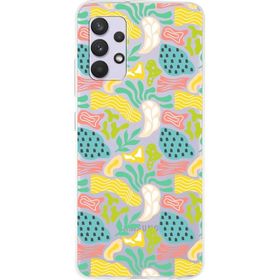 Printify Samsung Galaxy A32 İle Uyumlu 1mm Kapak Memphis Desen Tasarımlı Şeffaf Silikon Cep Telefonu Kılıfı