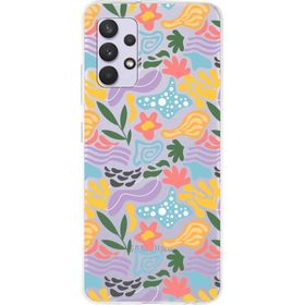 Printify Samsung Galaxy A32 İle Uyumlu 1mm Kapak Memphis Desen Tasarımlı Şeffaf Silikon Cep Telefonu Kılıfı