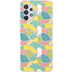 Printify Samsung Galaxy A32 İle Uyumlu 1mm Kapak Memphis Desen Tasarımlı Şeffaf Silikon Cep Telefonu Kılıfı
