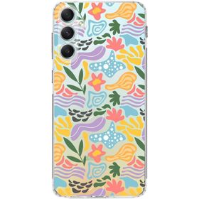 Printify Samsung Galaxy A34 Uyumlu Kamera Korumalı Kapak Memphis Desen Tasarımlı Şeffaf Cep Telefonu Kılıfı