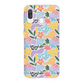 Printify Samsung Galaxy A40 İle Uyumlu 1mm Kapak Memphis Desen Tasarımlı Şeffaf Silikon Cep Telefonu Kılıfı