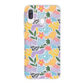 Printify Samsung Galaxy A40 İle Uyumlu 1mm Kapak Memphis Desen Tasarımlı Şeffaf Silikon Cep Telefonu Kılıfı