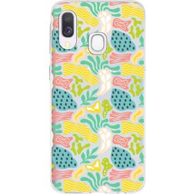 Printify Samsung Galaxy A40 İle Uyumlu 1mm Kapak Memphis Desen Tasarımlı Şeffaf Silikon Cep Telefonu Kılıfı