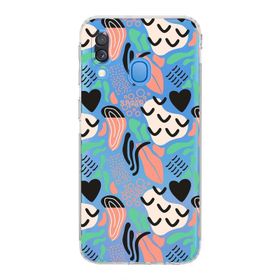 Printify Samsung Galaxy A40 Uyumlu Kamera Korumalı Kapak Memphis Desen Tasarımlı Şeffaf Cep Telefonu Kılıfı