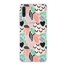 Printify Samsung Galaxy A50 İle Uyumlu 1mm Kapak Memphis Desen Tasarımlı Şeffaf Silikon Cep Telefonu Kılıfı