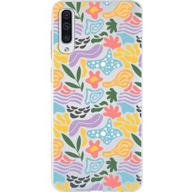 Printify Samsung Galaxy A50 İle Uyumlu 1mm Kapak Memphis Desen Tasarımlı Şeffaf Silikon Cep Telefonu Kılıfı