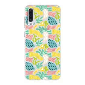 Printify Samsung Galaxy A50s İle Uyumlu 1mm Kapak Memphis Desen Tasarımlı Şeffaf Silikon Cep Telefonu Kılıfı