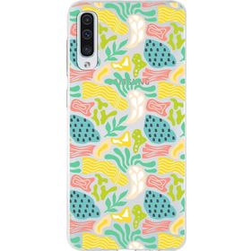 Printify Samsung Galaxy A50s İle Uyumlu 1mm Kapak Memphis Desen Tasarımlı Şeffaf Silikon Cep Telefonu Kılıfı