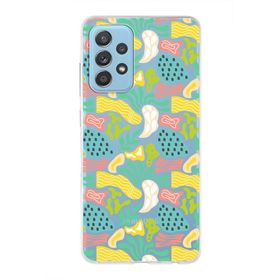 Printify Samsung Galaxy A51 İle Uyumlu 1mm Kapak Memphis Desen Tasarımlı Şeffaf Silikon Cep Telefonu Kılıfı
