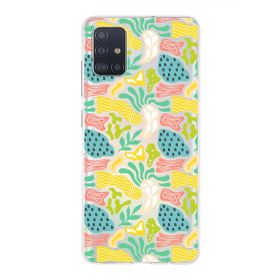 Printify Samsung Galaxy A51 İle Uyumlu 1mm Kapak Memphis Desen Tasarımlı Şeffaf Silikon Cep Telefonu Kılıfı