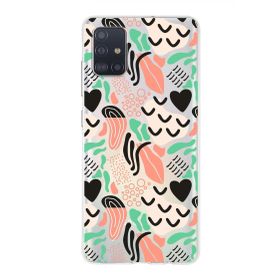 Printify Samsung Galaxy A51 İle Uyumlu 1mm Kapak Memphis Desen Tasarımlı Şeffaf Silikon Cep Telefonu Kılıfı