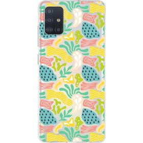 Printify Samsung Galaxy A51 İle Uyumlu 1mm Kapak Memphis Desen Tasarımlı Şeffaf Silikon Cep Telefonu Kılıfı