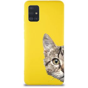 Printify Samsung Galaxy A51 Soft Premier Kapak Catface Tasarımlı Silikon Cep Telefonu Kılıfı