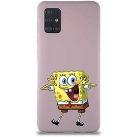 Printify Samsung Galaxy A51 Soft Premier Kapak Sünger Bob Tasarımlı Silikon Cep Telefonu Kılıf